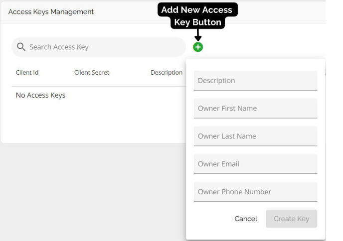 Add New Access Key Button